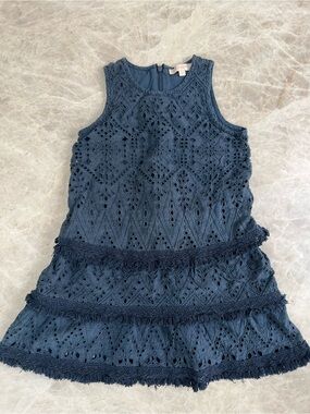 Pink Chicken navy dress with eyelet detail